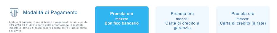 Modalità di pagamento del booking engine